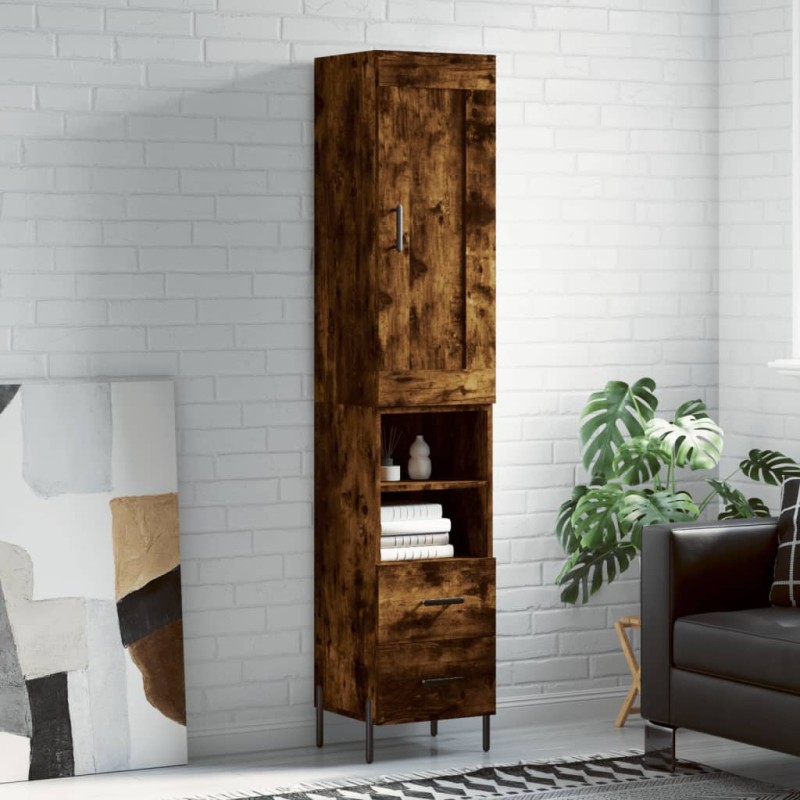 vidaXL Credenza Rovere Fumo 34,5x34x180 cm in Legno Multistrato