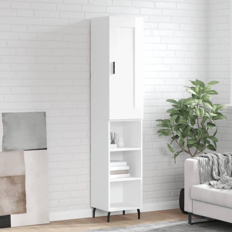 vidaXL Credenza 34,5x34x180 cm in Legno Multistrato Bianco Lucido vidaXL Credenza 34,5x34x180 cm in Legno Multistrato Bianco Lucido