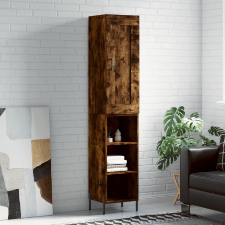 vidaXL Credenza Rovere Fumo 34,5x34x180 cm in Legno Multistrato