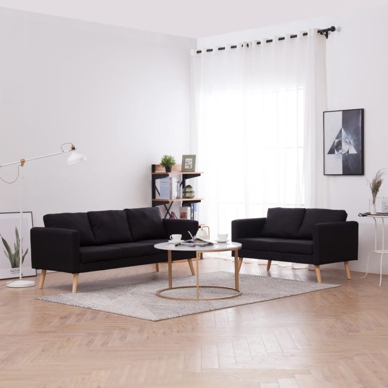 Set Divani 2 pz in Tessuto Nero Set Divani 2 pz in Tessuto Nero
