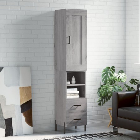 vidaXL Credenza Grigio Sonoma 34,5x34x180 cm in Legno Multistrato