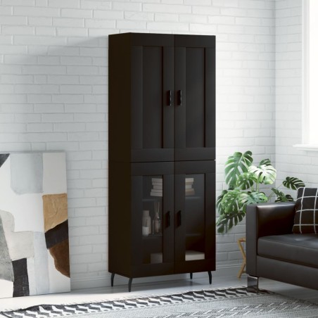 vidaXL Credenza Nera 69,5x34x180 cm in Legno Multistrato
