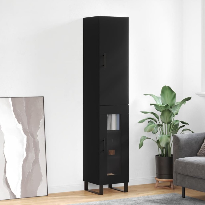 vidaXL Credenza Nera 34,5x34x180 cm in Legno Multistrato vidaXL Credenza Nera 34,5x34x180 cm in Legno Multistrato