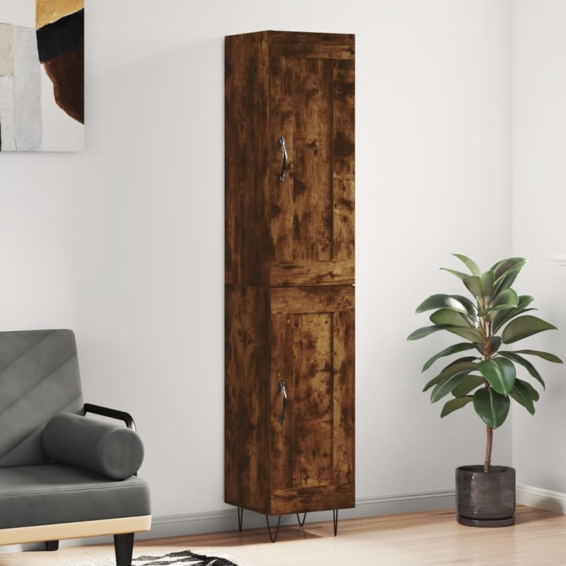 vidaXL Credenza Rovere Fumo 34,5x34x180 cm in Legno Multistrato vidaXL Credenza Rovere Fumo 34,5x34x180 cm in Legno Multistrato