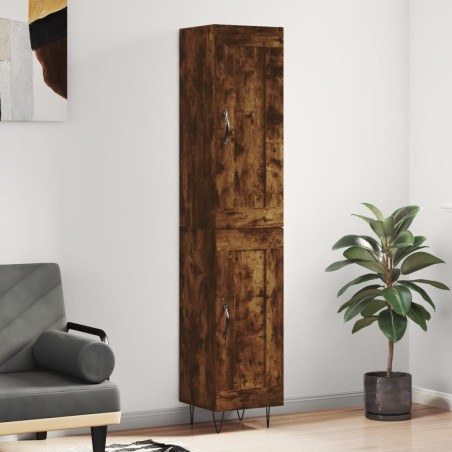 vidaXL Credenza Rovere Fumo 34,5x34x180 cm in Legno Multistrato