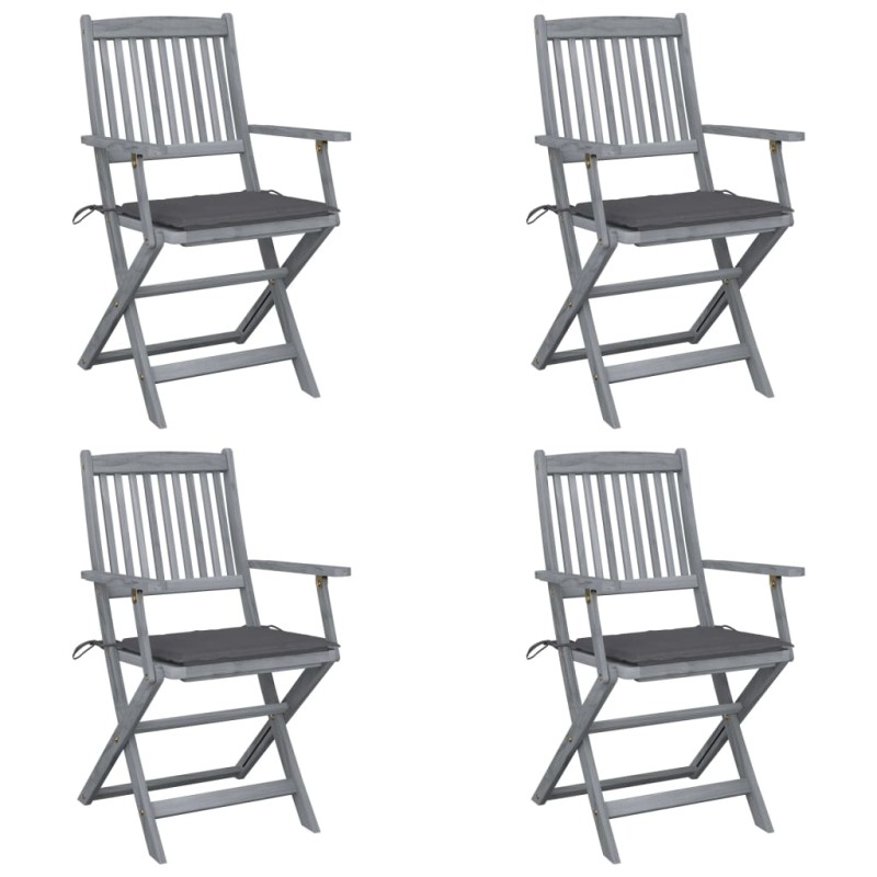 Sedie da Giardino Pieghevoli 4pz con Cuscini in Massello Acacia Sedie da Giardino Pieghevoli 4pz con Cuscini in Massello Acacia