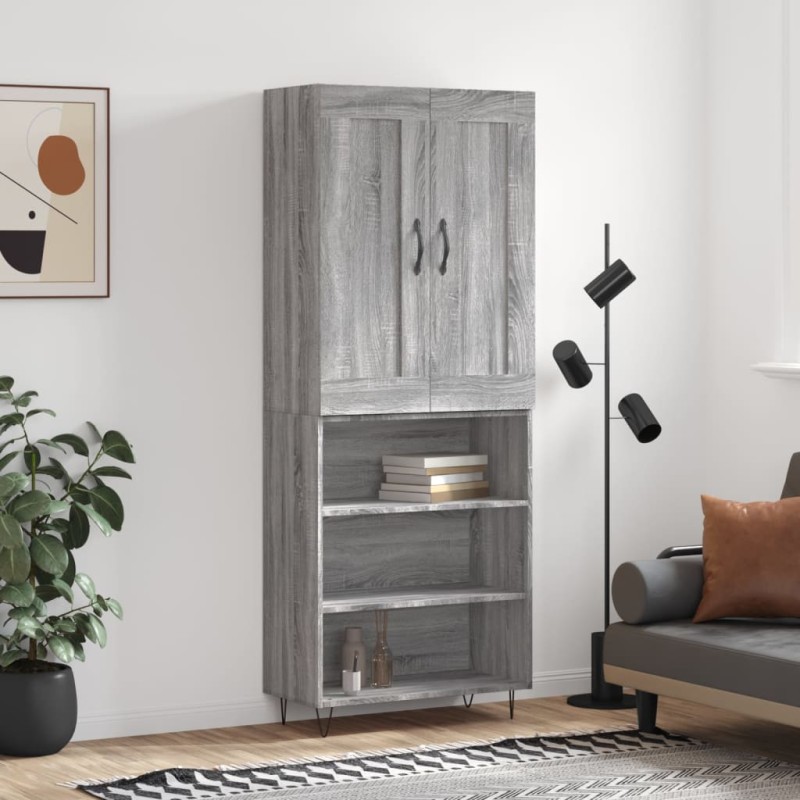 vidaXL Credenza Grigio Sonoma 69,5x34x180 cm in Legno Multistrato vidaXL Credenza Grigio Sonoma 69,5x34x180 cm in Legno Multistrato