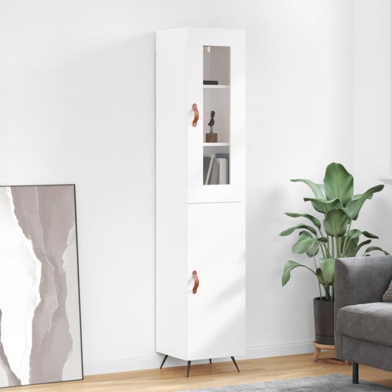 vidaXL Credenza 34,5x34x180 cm in Legno Multistrato Bianco Lucido vidaXL Credenza 34,5x34x180 cm in Legno Multistrato Bianco Lucido