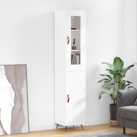 vidaXL Credenza 34,5x34x180 cm in Legno Multistrato Bianco Lucido
