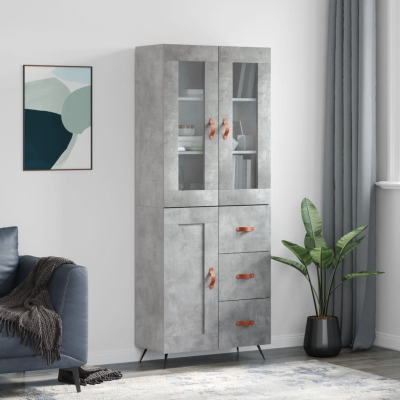 vidaXL Credenza Grigio Cemento 69,5x34x180 cm in Legno Multistrato vidaXL Credenza Grigio Cemento 69,5x34x180 cm in Legno Multistrato