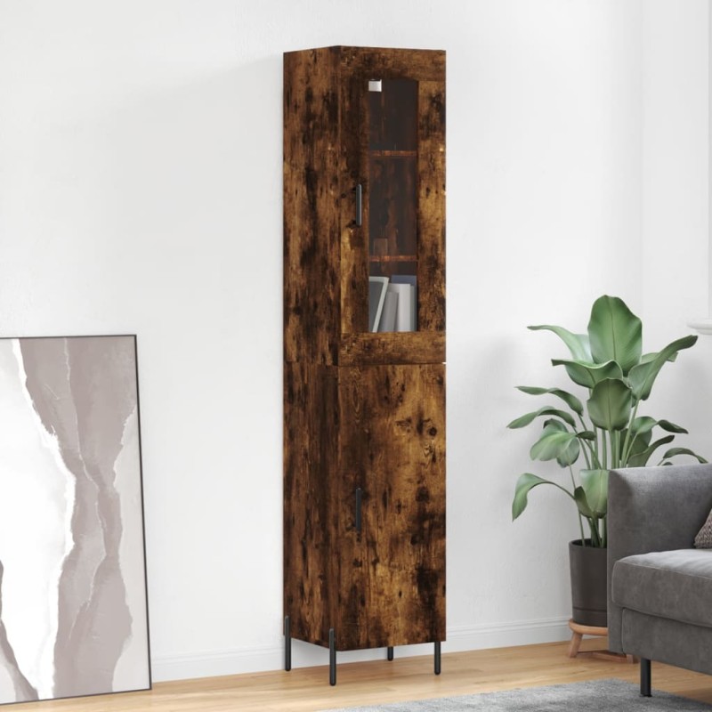 vidaXL Credenza Rovere Fumo 34,5x34x180 cm in Legno Multistrato vidaXL Credenza Rovere Fumo 34,5x34x180 cm in Legno Multistrato