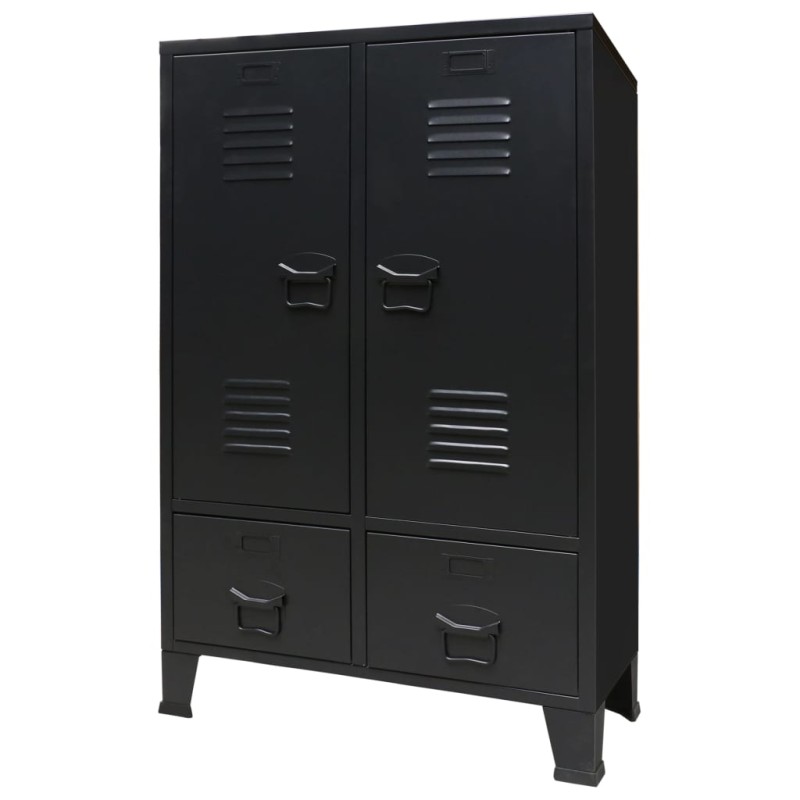 Armadio in Metallo in Stile Industriale 67x35x107 cm Nero Armadio in Metallo in Stile Industriale 67x35x107 cm Nero