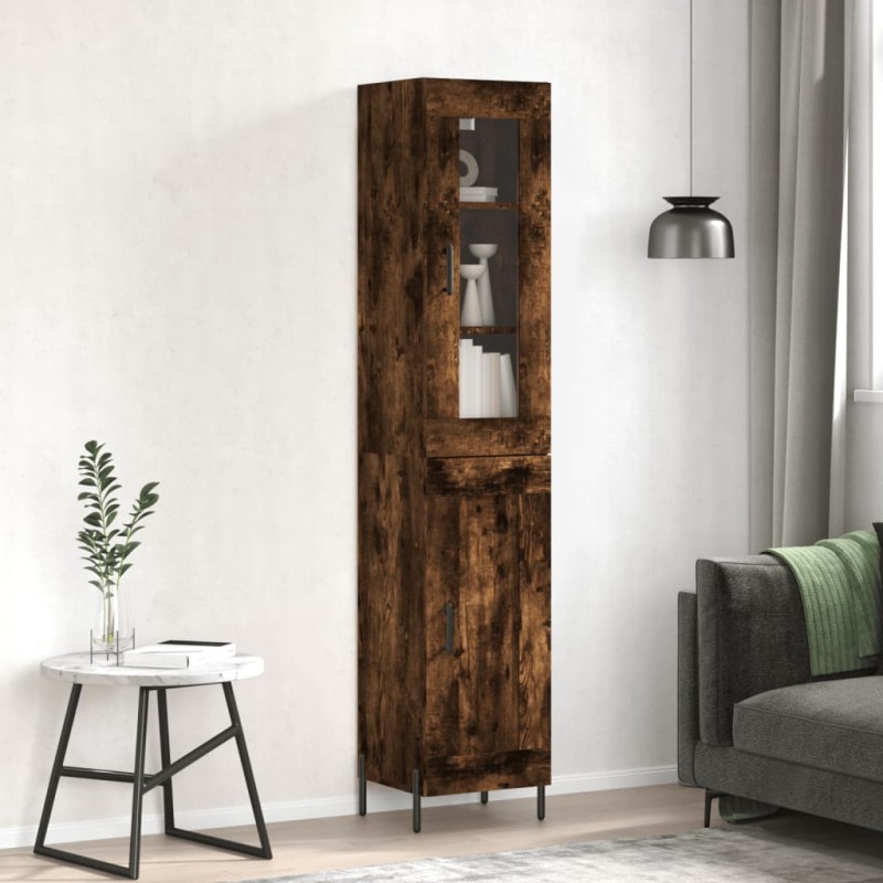 vidaXL Credenza Rovere Fumo 34,5x34x180 cm in Legno Multistrato vidaXL Credenza Rovere Fumo 34,5x34x180 cm in Legno Multistrato