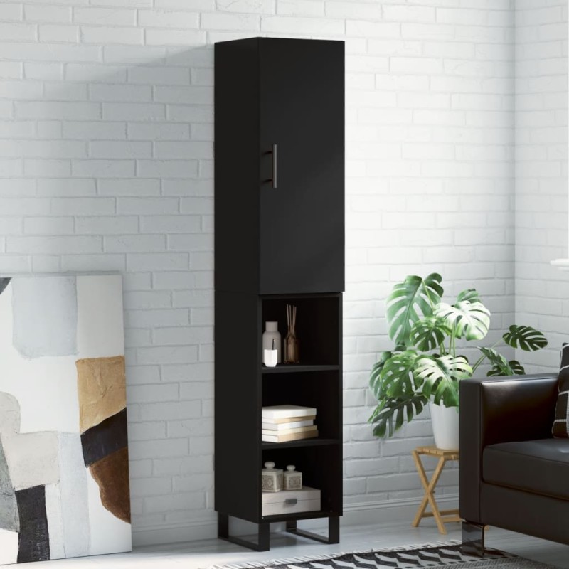 vidaXL Credenza Nera 34,5x34x180 cm in Legno Multistrato vidaXL Credenza Nera 34,5x34x180 cm in Legno Multistrato
