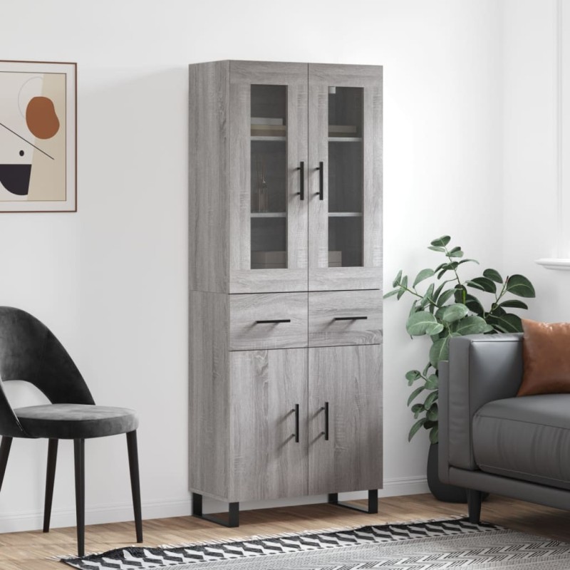 vidaXL Credenza Grigio Sonoma 69,5x34x180 cm in Legno Multistrato vidaXL Credenza Grigio Sonoma 69,5x34x180 cm in Legno Multistrato