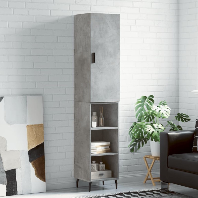 vidaXL Credenza Grigio Cemento 34,5x34x180 cm in Legno Multistrato vidaXL Credenza Grigio Cemento 34,5x34x180 cm in Legno Multistrato