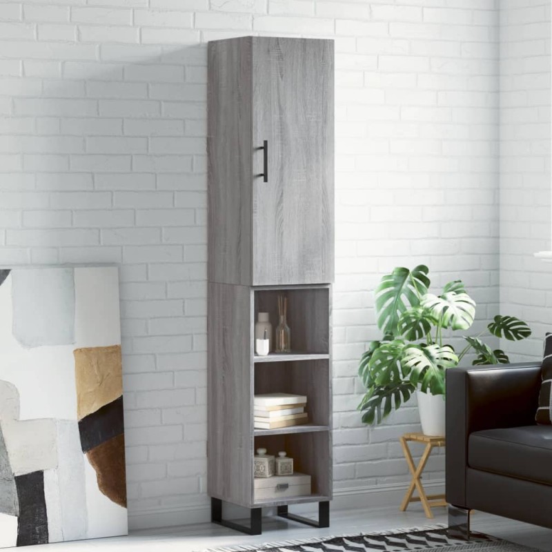 vidaXL Credenza Grigio Sonoma 34,5x34x180 cm in Legno Multistrato vidaXL Credenza Grigio Sonoma 34,5x34x180 cm in Legno Multistrato