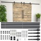 Kit di Binari per Porte Scorrevoli 2x183 cm in Acciaio Nero Kit di Binari per Porte Scorrevoli 2x183 cm in Acciaio Nero