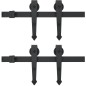 Kit di Binari per Porte Scorrevoli 2x183 cm in Acciaio Nero Kit di Binari per Porte Scorrevoli 2x183 cm in Acciaio Nero