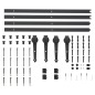Kit di Binari per Porte Scorrevoli 2x183 cm in Acciaio Nero Kit di Binari per Porte Scorrevoli 2x183 cm in Acciaio Nero