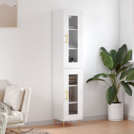 vidaXL Credenza Bianca 34,5x34x180 cm in Legno Multistrato