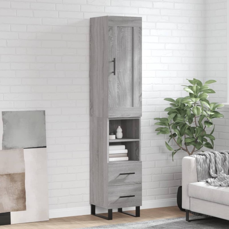 vidaXL Credenza Grigio Sonoma 34,5x34x180 cm in Legno Multistrato vidaXL Credenza Grigio Sonoma 34,5x34x180 cm in Legno Multistrato
