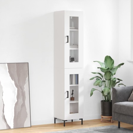 vidaXL Credenza 34,5x34x180 cm in Legno Multistrato Bianco Lucido
