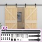 Porta Scorrevole con Set Hardware 90x210 cm in Legno di Pino Porta Scorrevole con Set Hardware 90x210 cm in Legno di Pino