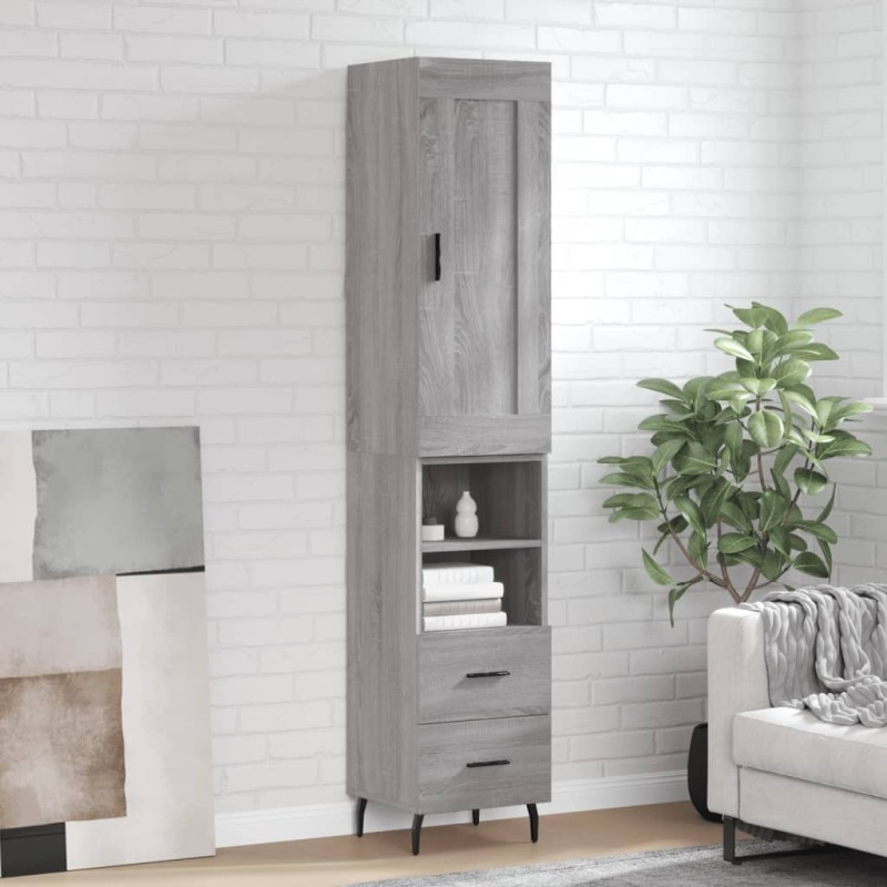 vidaXL Credenza Grigio Sonoma 34,5x34x180 cm in Legno Multistrato vidaXL Credenza Grigio Sonoma 34,5x34x180 cm in Legno Multistrato