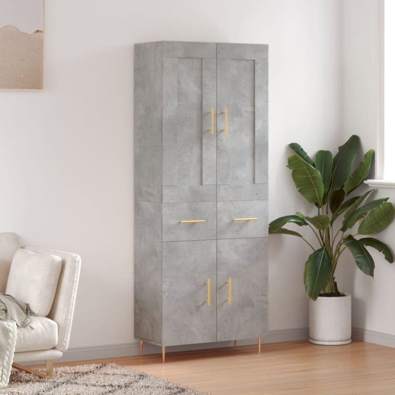 vidaXL Credenza Grigio Cemento 69,5x34x180 cm in Legno Multistrato vidaXL Credenza Grigio Cemento 69,5x34x180 cm in Legno Multistrato