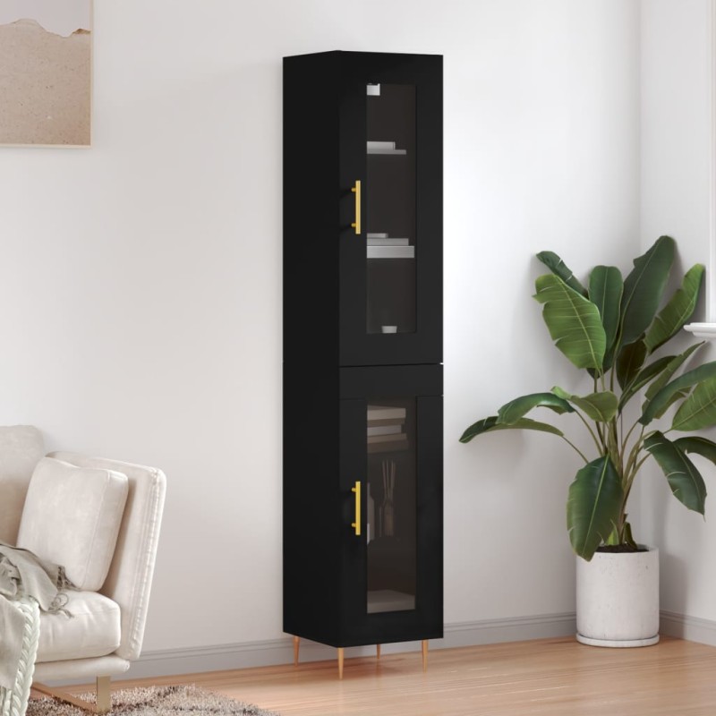 vidaXL Credenza Nera 34,5x34x180 cm in Legno Multistrato vidaXL Credenza Nera 34,5x34x180 cm in Legno Multistrato