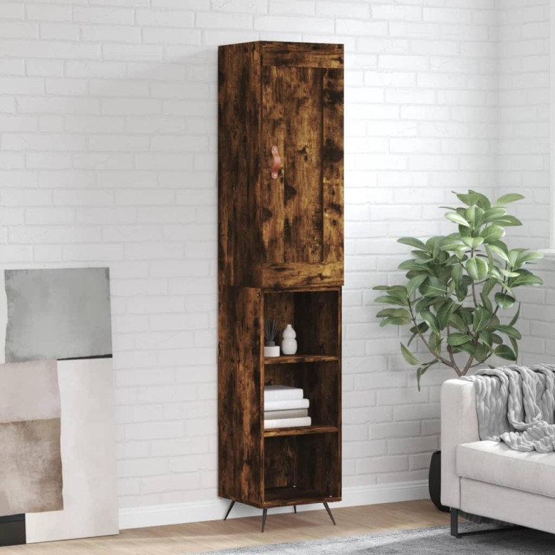 vidaXL Credenza Rovere Fumo 34,5x34x180 cm in Legno Multistrato vidaXL Credenza Rovere Fumo 34,5x34x180 cm in Legno Multistrato