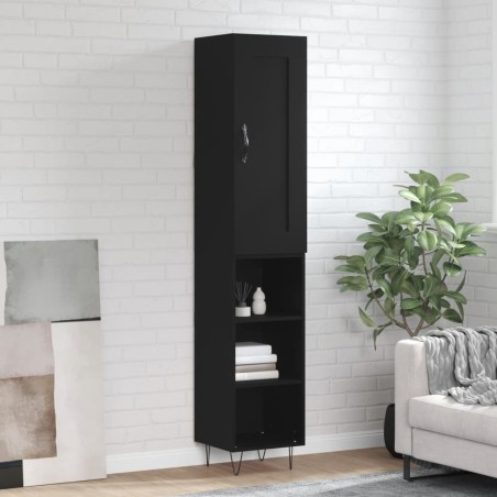 vidaXL Credenza Nera 34,5x34x180 cm in Legno Multistrato