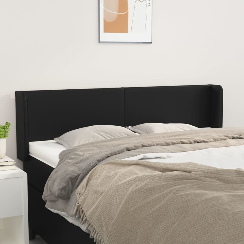 Testiera ad Orecchio Nera 147x16x78/88 cm in Similpelle Testiera ad Orecchio Nera 147x16x78/88 cm in Similpelle