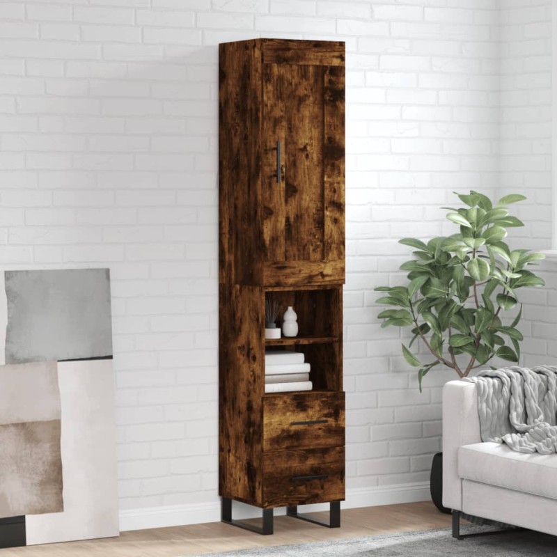 vidaXL Credenza Rovere Fumo 34,5x34x180 cm in Legno Multistrato vidaXL Credenza Rovere Fumo 34,5x34x180 cm in Legno Multistrato