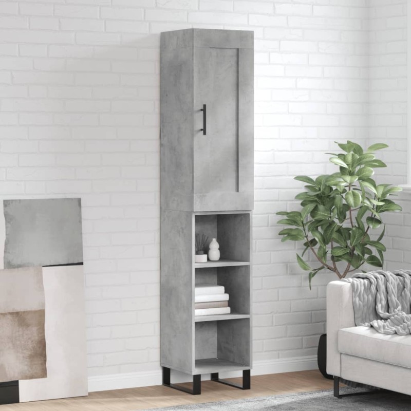vidaXL Credenza Grigio Cemento 34,5x34x180 cm in Legno Multistrato vidaXL Credenza Grigio Cemento 34,5x34x180 cm in Legno Multistrato