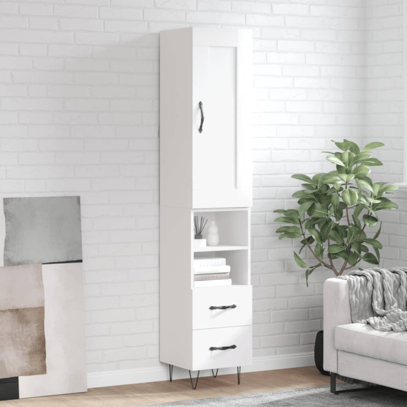 vidaXL Credenza 34,5x34x180 cm in Legno Multistrato Bianco Lucido vidaXL Credenza 34,5x34x180 cm in Legno Multistrato Bianco Lucido