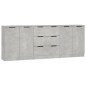 Credenze 3 pz Grigio Cemento in Legno Multistrato Credenze 3 pz Grigio Cemento in Legno Multistrato
