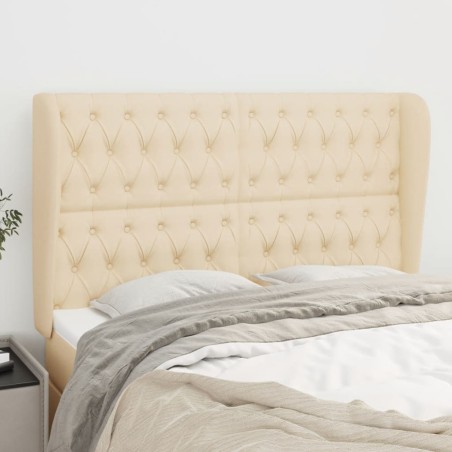 vidaXL Testiera ad Orecchio Crema 163x23x118/128 cm in Tessuto