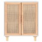 Credenza Bianca 60x30x70 cm Legno Massello Pino Rattan Naturale Credenza Bianca 60x30x70 cm Legno Massello Pino Rattan Naturale