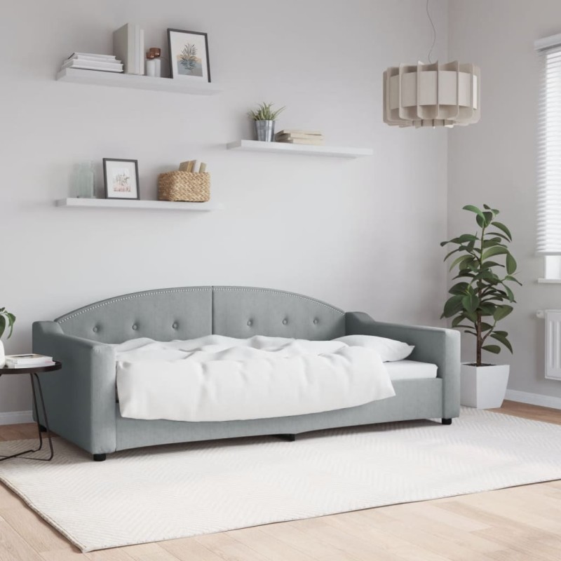 vidaXL Letto da Giorno Grigio Chiaro 90x190 cm in Tessuto vidaXL Letto da Giorno Grigio Chiaro 90x190 cm in Tessuto