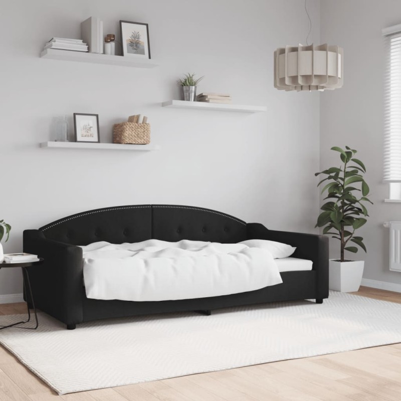 vidaXL Letto da Giorno Nero 90x190 cm in Tessuto vidaXL Letto da Giorno Nero 90x190 cm in Tessuto
