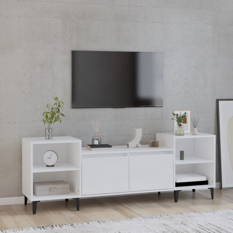 Mobile Porta TV Bianco Lucido 160x35x55 cm in Legno Multistrato Mobile Porta TV Bianco Lucido 160x35x55 cm in Legno Multistrato