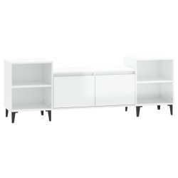 Mobile Porta TV Bianco Lucido 160x35x55 cm in Legno Multistrato