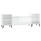 Mobile Porta TV Bianco Lucido 160x35x55 cm in Legno Multistrato Mobile Porta TV Bianco Lucido 160x35x55 cm in Legno Multistrato