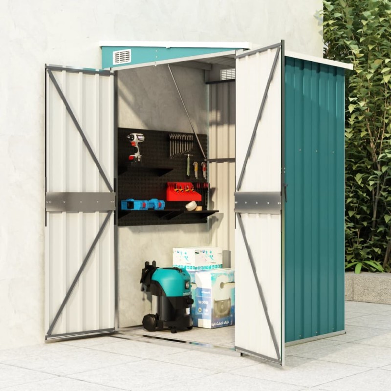 vidaXL Capanno Giardino a Parete Verde 118x100x178 cm Acciaio Zincato vidaXL Capanno Giardino a Parete Verde 118x100x178 cm Acciaio Zincato