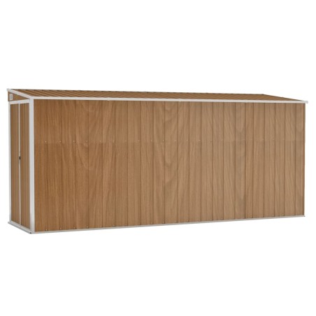 vidaXL Capanno Giardino a Parete Marrone 118x382x178cm Acciaio Zincato