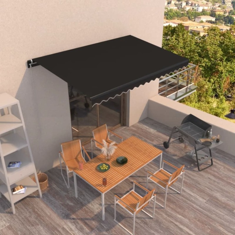 vidaXL Tenda da Sole Retrattile Manuale 400x350 cm Antracite vidaXL Tenda da Sole Retrattile Manuale 400x350 cm Antracite