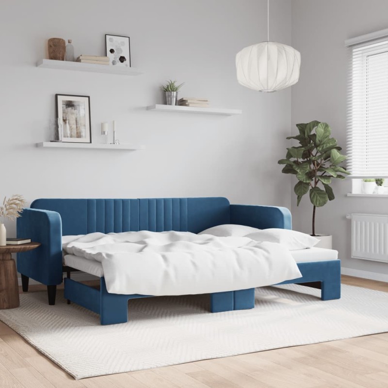 vidaXL Divano Letto con Letto Estraibile Blu 80x200 cm in Velluto vidaXL Divano Letto con Letto Estraibile Blu 80x200 cm in Velluto