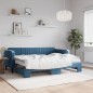 vidaXL Divano Letto Estraibile con Materassi Blu 80x200 cm Velluto vidaXL Divano Letto Estraibile con Materassi Blu 80x200 cm Velluto